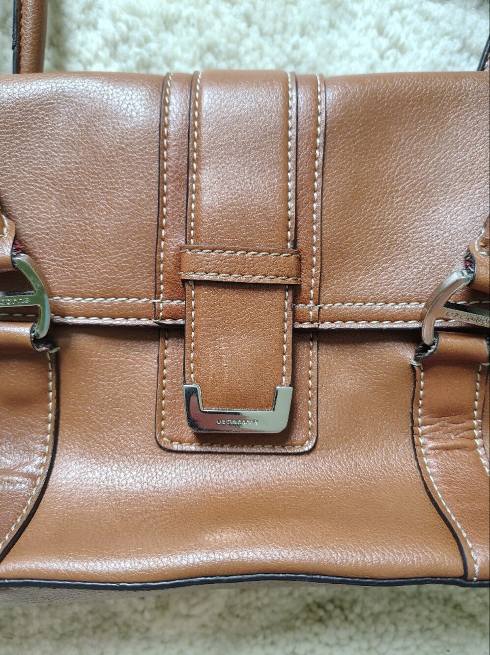Liz Claiborne Brown Faux Leather Shoulder Bag - Picture 2 of 16